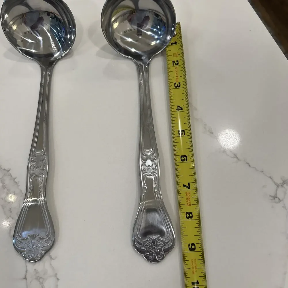 2- SPOONFUL OF COMFORT Stainless Serving Ladle Spoon Long Handle 9” Soup Vintage